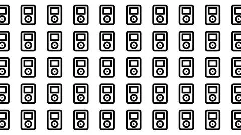 Seamless pattern of retro portable media player icons on white background Ilustração Stock