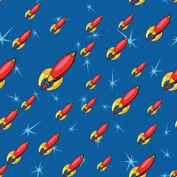 Seamless pattern retro rockets 库存插图