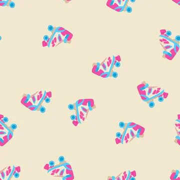 Seamless pattern retro roller skate cartoon vector イラスト素材