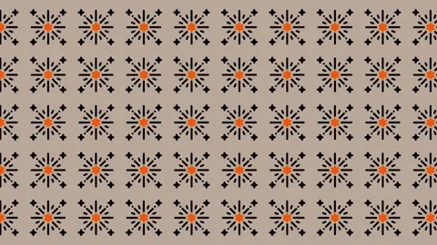 Seamless Pattern of Retro Starburst Ornaments on Beige Background. Stock Footage 325391271
