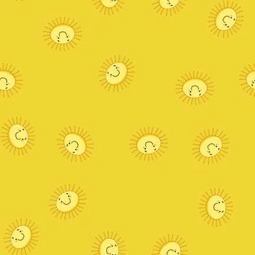 Seamless pattern retro sun character cartoon vector イラスト素材