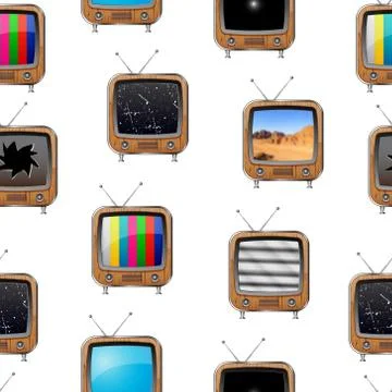 Seamless pattern with retro television sets Stock Illustration