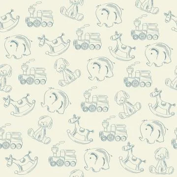 Seamless pattern with retro toys Stock Illustration
