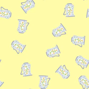 Seamless pattern retro vintage cup cartoon vector Stock Illustration