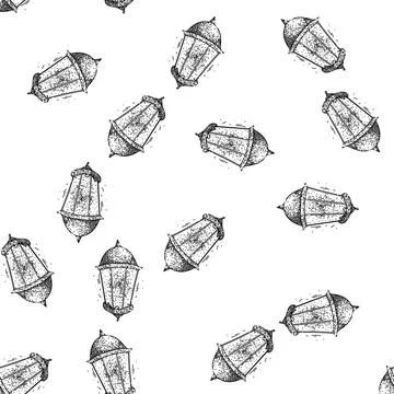 Seamless pattern retro vintage lantern sketch hand drawn Stockillustratie