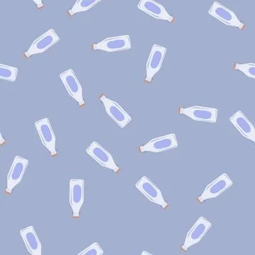 Seamless pattern retro vintage milk bottle cartoon vector Stock Illustration