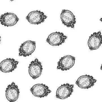 Seamless pattern retro vintage mirror sketch hand drawn Illustrazione stock