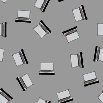 Seamless pattern retro vinyl player cartoon vector Stock Illustration