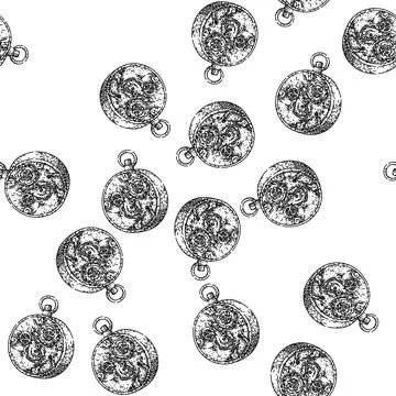 Seamless pattern retrofuturism steampunk device sketch hand drawn Illustrazione stock