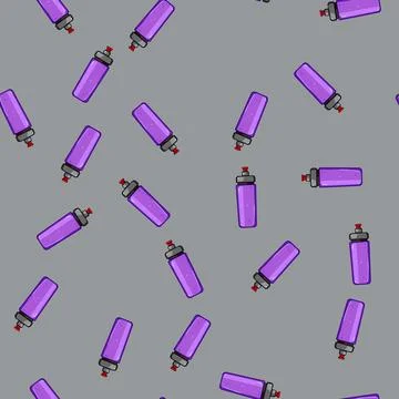Seamless pattern reusable bike bottle cartoon vector Stock Illustration