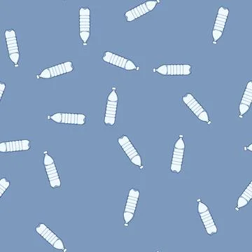 Seamless pattern reusable plastic water bottle cartoon vector Stock Illustration