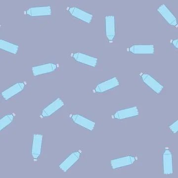 Seamless pattern reusable plastic water bottle cartoon vector Stock Illustration