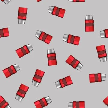 Seamless pattern reusable thermos bottle cartoon vector Stock Illustration