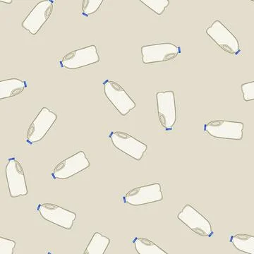 Seamless pattern reuse milk bottle plastic cartoon vector Stock Illustration