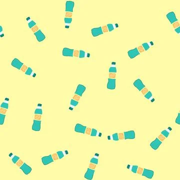 Seamless pattern reuse plastic soda bottle cartoon vector Stock Illustration