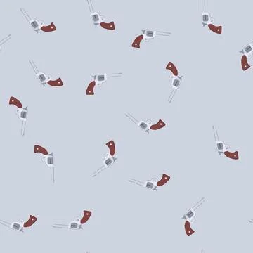 Seamless pattern revolver firearm weapon with metal finish and wooden grip Stockillustratie