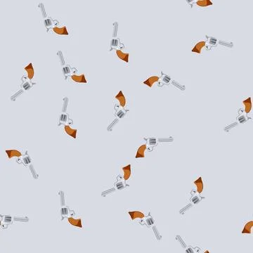 Seamless pattern revolver gun weapon sidearm flat Stockillustratie
