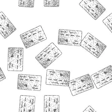 Seamless pattern rewards credit card sketch hand drawn Stock Illustration