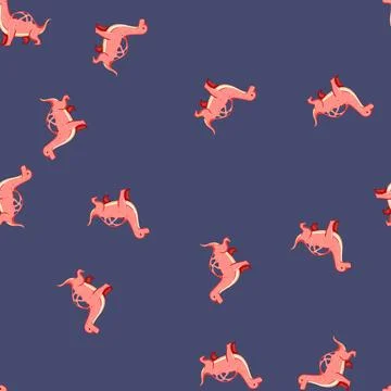 Seamless pattern rex dinosaur character cartoon vector Stock Illustration