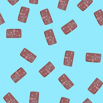 Seamless pattern rfid smart wallet cartoon vector Stock Illustration