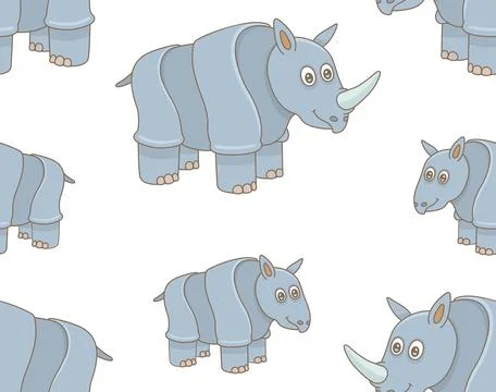 Seamless Pattern with Rhinoceros Stock Illustration