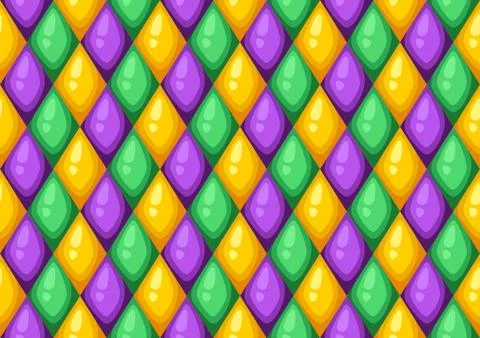 Seamless pattern with rhombus in Mardi Gras colors. Illustrazione stock