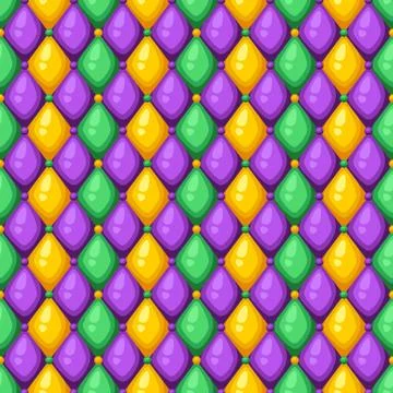 Seamless pattern with rhombus in Mardi Gras colors. Stock-Illustration