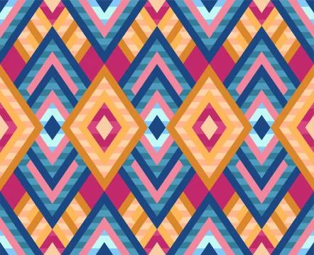 Seamless pattern of rhombuses in native american style. Stock Illustration