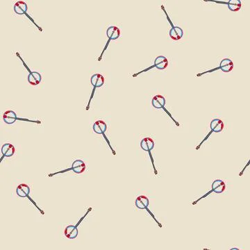 Seamless pattern rhythm banjo cartoon vector Stock Illustration