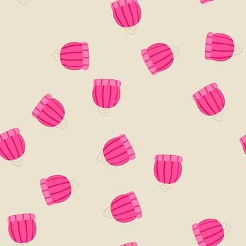 Seamless pattern ribbed winter hat knit cartoon vector Stock Illustration