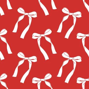 Seamless pattern with ribbon bows. Ballet, coquette core print. Girly background Stock Illustration