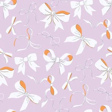 Seamless pattern with ribbon bows. Ballet, vintage coquette core print. Stock Illustration