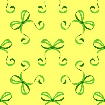Seamless pattern with ribbon bows on pink, yellow and black background, vecto イラスト素材