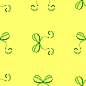 Seamless pattern with ribbon bows on pink, yellow and black background, vecto Stock-Illustration
