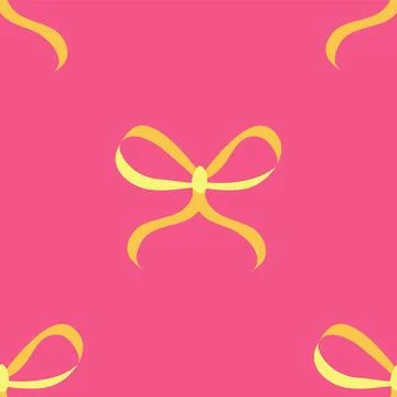 Seamless pattern with ribbon bows on pink, yellow and black background, vecto Stock-Illustration