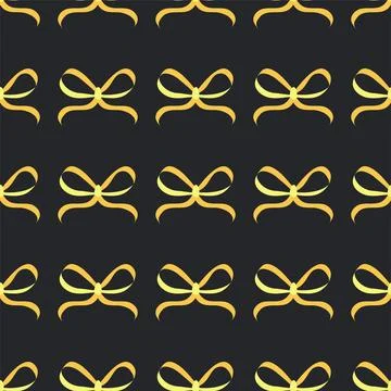 Seamless pattern with ribbon bows on pink, yellow and black background, vecto イラスト素材