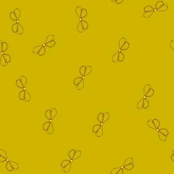 Seamless pattern ribbon gold bow cartoon vector Illustrazione stock