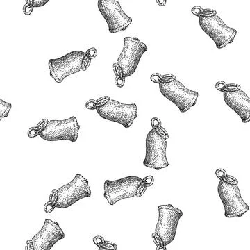 Seamless pattern ring gold bell sketch hand drawn Stock Illustration