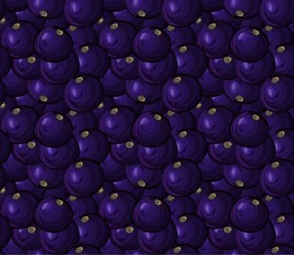 Seamless pattern with ripe acai berries. Brazilian superfruit. Euterpe olerac Stock Illustration