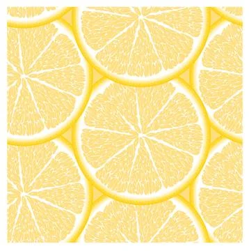 Seamless pattern with ripe, bright, juicy, colorful, large slices of citrus l Stock Illustration