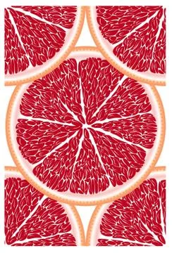 Seamless pattern with ripe, bright, juicy, colorful, large slices of citrus l Stock Illustration