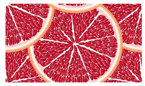 Seamless pattern with ripe, bright, juicy, colorful, large slices of citrus l Stock Illustration