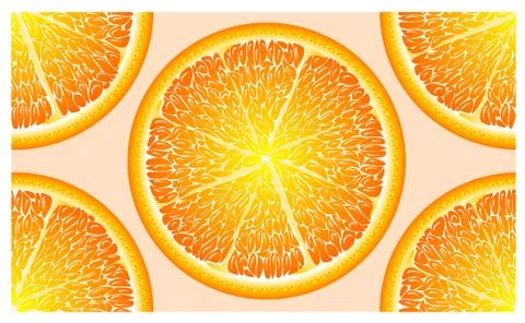 Seamless pattern with ripe, bright, juicy, colorful, large slices of citrus l Stock Illustration