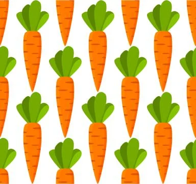 Seamless pattern ripe carrot vegetables. Flat illustration vector. Stock Illustration