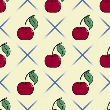 Seamless pattern with ripe cherries Stock Illustration