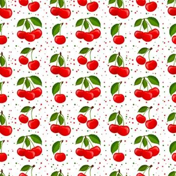 Seamless pattern with ripe cherry berries vector Stock Illustration