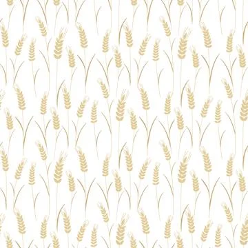 Seamless pattern with ripe ears of cereal crops Stock Illustration