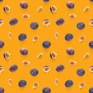 Seamless pattern with ripe figs. Tropical abstract background. Figs on the wh Foto stock