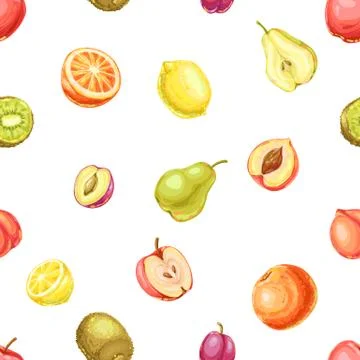Seamless pattern with ripe fruits. Stock Illustration