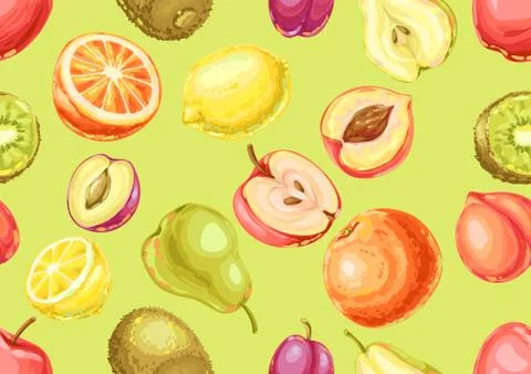 Seamless pattern with ripe fruits. Stock Illustration